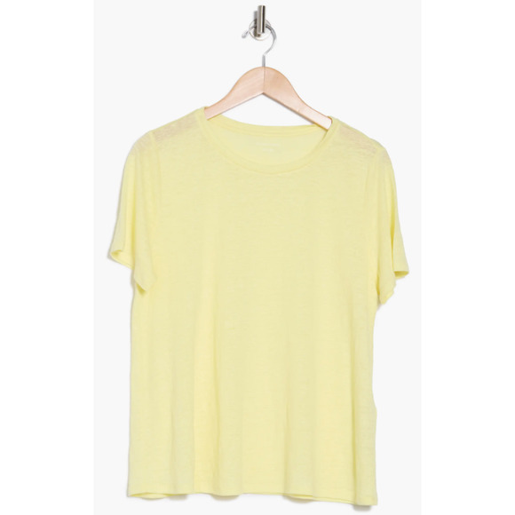 Eileen Fisher Crewneck Short Sleeve Organic Linen Tee Shirt Citrus XXS NWT - Picture 3 of 9